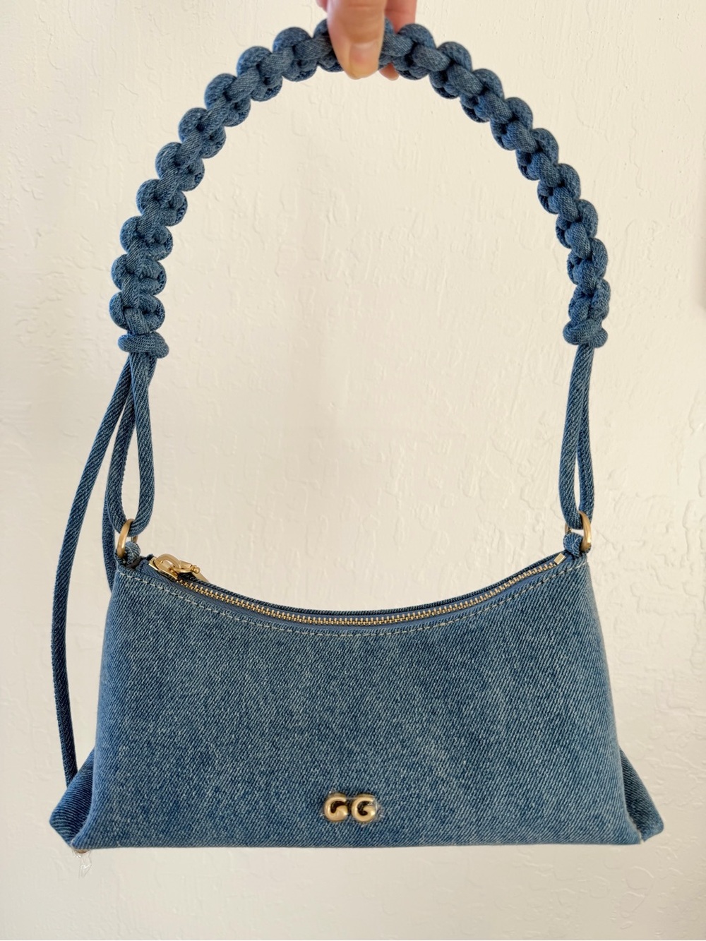 Cult Gaia Denim Shoulder Bag in Blue NWT